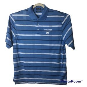 Navy Blue Striped Polo Shirt
